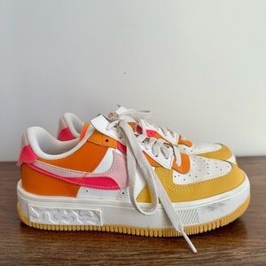 Nike Air Force 1 Fontanka Sneaker (size 6.5) in pink and yellow